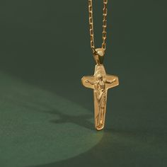 Religious Mother Mary at Crucifixion of Jesus on cross necklace, Crucifix cross pendant for mother, 14K gold Elegant necklace for christian Our handmade necklaces are so versatile and make the perfect gift idea for women of all ages. Whether you're shopping for a teen, young adult, or mature woman, these pendants are sure to impress. They are perfect for birthdays, anniversaries, holidays, or any other special occasion. Their elegant, slim shape complements any outfit, and their minimalist design ensures they'll never go out of style. Crafted from 925 Sterling silver, 10K Gold, 14K Gold and 18K Gold, these jewels are of the highest quality and you can be confident they will last. The 14K Gold material also means they are hypoallergenic, so they won't irritate sensitive skin. - Finish: Oxid Gold Elegant Necklace, Jesus On Cross, Crucifixion Of Jesus, Gift Idea For Women, Elegant Necklace, Elegant Necklaces, Mother Mary, Gold Plated Silver, 10k Gold