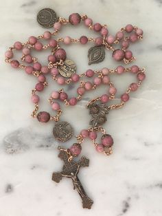 Mac Aesthetic, Jesus Piece, Rosary Beads Catholic, Catholic Decor, Pink Rhodonite, Countertop Options, Stella Maris, Rosary Prayer, Holy Rosary