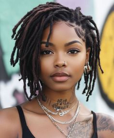 17 Short Locs Hairstyles 2025 For Women With Bangs, Retwist, Dreadlock For Work, Party And Any Occasion Loc Style With Shaved Sides, Bob Dreadlocks Hairstyles, Short Hair Locks For Black Women, Layered Locs Black Women, Locs In A Bob Style, Asymmetrical Loc Bob, Kids Dreadlocks Styles, Short Loc Bob, Black Women Dreadlocks Hairstyles