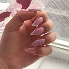 Disney Acrylic Nails, Pink Gel Nails, Ombre Nails Glitter, Winter Nails Acrylic, Glitter Gel Nails, Work Nails, Sparkle Nails