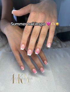 Girly Acrylic Nails Summer, Square Nails Design Ideas Summer, Temu Nails, French Tip Holiday Nails, Summer Nail Ideas Square, Cute Acrylic, Summer French Tip Nails, Holiday Nail Inspo, Nail Ideas Simple