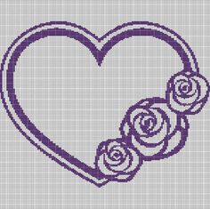 a cross stitch heart with roses on it