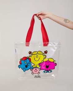 Everyday Tote Bag With Clear Strap, Fun Red Bags For Daily Use, Fun Red Bags For Everyday Use, Red Bags With Clear Strap For Everyday Use, Casual Clear Tote Shoulder Bag, Playful Red Everyday Bag, Clear Tote Shoulder Bag, Clear Tote Bag For On-the-go, Fun Red Tote Bag