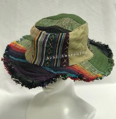 Casual Cotton Patchwork Hat, Multicolor Patchwork Casual Hat, Casual Multicolor Patchwork Hat, Green Cotton Sun Hat For The Beach, Green Cotton Bucket Hat One Size, Green Cotton Bucket Hat For Vacation, Green Cotton Sun Hat For Vacation, Cotton Bucket Hat For The Beach, Green Cotton Cap