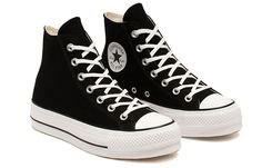 (WMNS) Converse Chuck Taylor All Star Platform High 'Black' 560845C-KICKS CREW Converse High Platform, Converse With Platform, Black Converse High Tops Outfit, Black Converse Platform, Platform Converse Black, Draculaura Halloween, High Top Platform Converse, Black Platform Converse, High Tops Outfit