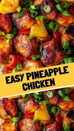 an easy pineapple chicken recipe on top of rice