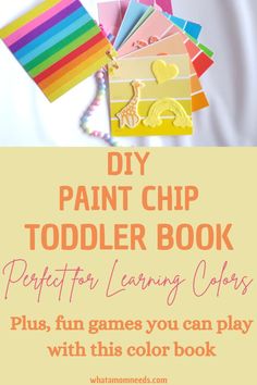 the diy paint chip toddler book is perfect for learning colors plus, fun games you can play with this color book