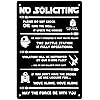 a black and white sign that says no soliciting