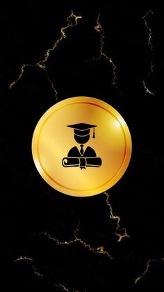 a gold button with a graduation cap on it