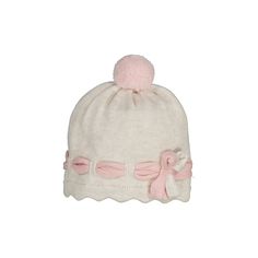 This adorable knit hat is the perfect hat to match the rose collection from Mayoral. Worn as an ensemble or on its own, this hat is stylish and functional! Cute Pink Bonnet With Curved Brim, Cute Soft Knit Beanie Hat, Cute Cream Soft Knit Hat, Cute Soft Knit Cap, Adjustable Soft Knit Cream Hat, Adjustable Cream Soft Knit Hat, Pink Cute Soft Knit Beanie, Cream Soft Knit Cap, Cute Cream Knitted Hats