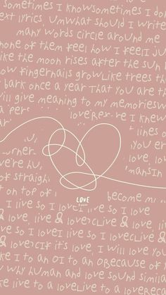 the word love written in white ink on a pink background