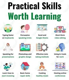 a poster with the words practical skills worth learning