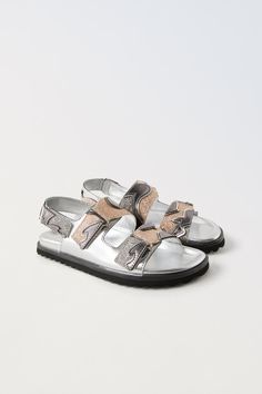 METALLIC SANDALS - Silver | ZARA United States Blazers Shoes, Target Kids, Metallic Sandals, Cardigan Sweater Jacket, Girls Clothes, T Shirt Vest, Clean Laundry, Lug Sole, Zara United States