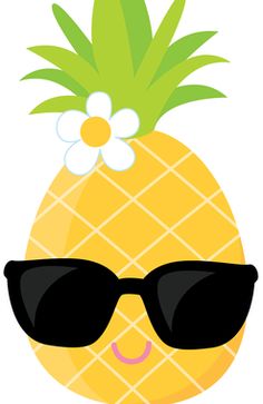 a pineapple wearing sunglasses and a flower