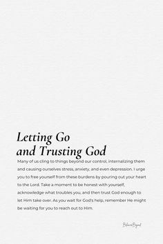 the back cover of letting go and trusting god