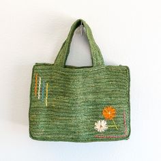 Elena Handbags Everyday Small Raffia Straw Handbag Daisy Flower Design, Straw Handbags, Picnic In The Park, Straw Bags, Raffia Bag, Day At The Beach, Denim Bag, Designer Style, Knitted Bags