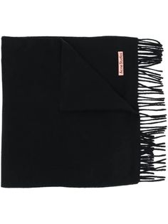 Acne Studios fringed wool scarf Black Acne, Front Fringe, Versace Outfit, Fringe Scarf