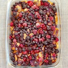 a casserole dish with berries in it