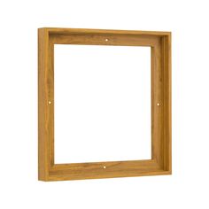 a square wooden frame with holes in the middle on a white background for text or image