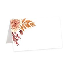 a card with flowers and leaves on it