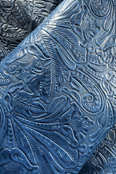 Indulge in the luxurious touch of our Royal Blue Large Floral Embossed Cowhide Leather, boasting a thickness of 1.1-1.3mm (3.0 Oz) for your creative projects. With an average size of 23 square feet per skin, it's a versatile choice for handbags, shoes, garments, accessories, small leather goods, leather crafts, bookbinding, and tooling Western Gothic, Object Design, Design Assistant, Leather Diy Crafts, Leather Crafts, Western Design, Leather Skin, Western Leather, Tooled Leather