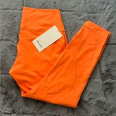 New! Size 12 Neon Orange Lululemon Wunder Under Hr Tight 25” High Rise Ankle Length Orange High Waist Activewear For Workout, High Waist Orange Activewear For Workout, Orange High Waist Activewear In Athleisure Style, Orange High Waist Athleisure Activewear, Orange High-waist Athleisure Activewear, High Waist Orange Athleisure Activewear, Orange Athleisure Workout Pants, High Waist Orange Activewear For Athleisure, Orange Athleisure Pants For Workout