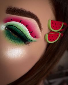 Watermelon Makeup, Disney Eye Makeup, Crazy Eye Makeup, Extreme Nails, Lip Art Makeup, Extreme Makeup, Pretty Eye Makeup