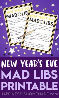 new year's eve mad libs printables for kids to use in the classroom