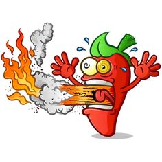 Hot Pepper Cartoon Erupting Fire out his Mouth royalty free illustration Cartoon Chilli Pepper, Spicey Illustration, Fire Illustration, Mural Cafe, Breathing Fire, Rick And Morty Poster, Mouth Drawing, Cartoon Clip, Hot And Spicy