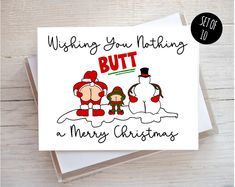 a christmas card that says, wishing you nothing but a merry christmas with two snowmen