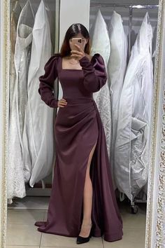 Hi My Friends If you feel boring so visit my website for entertaining Elegant Puff Sleeve Prom Dress, Prom Dress With Split, Stylish Gown, Dress With Split, Dresses 2022, Mermaid Prom Dress, Prom Dresses With Sleeves, Elegant Party, Long Puff Sleeves