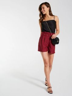 Paperbag Buckle Short Burgundy - Dotti Online Summer 2019, Shop Dresses, Belts For Women, Latest Fashion Trends, Fashion Clothes Women, Dress Shop, Work Wear, Short Dresses, Women's Clothing