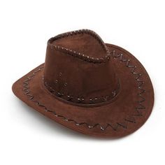 Unisex Vintage Suede Leather Hat with Wide Brim Brown Cowgirl Hat, Wild West Fancy Dress, Kendal Calling, Cowboy Hats For Women, Boots For Man, Different Hat Styles, Sombrero Cowboy, Cowgirl And Cowboy, Brown Cowboy Hat