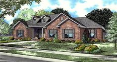 this is an artist's rendering of the front elevation of these ranch house plans