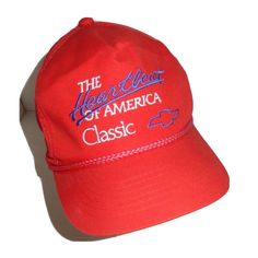 Vintage 80's Chevrolet Ball Cap Hat Snapback The Heartbeat Of America Classic Red New Never Worn Could Have A Very Minor Spot Or Two. Retro Red Snapback Trucker Hat, Retro Red Hat With Curved Brim, Red Retro Hat With Curved Brim, Classic Red Trucker Hat, Vintage Red Snapback Hat With Flat Bill, Retro Red Hats With Flat Bill, Retro Red Hat With Flat Bill, Retro Red Visor Baseball Cap, Retro Red Flat Bill Hat