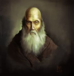 a painting of an old man with white hair and beard