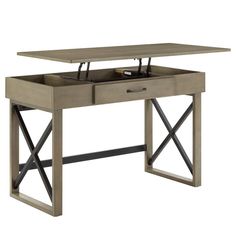 Grey Lift Top Desk With One Usb Charing Port - Super Arbor Lift Top Desk, Build Office, Uplift Desk, Winchester House, Lift Desk, Bedroom Workspace, Computer Stand For Desk, Rustic Office, Wireless Charging Station