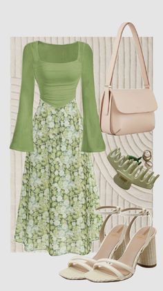 #easteroutfit #summer #springoutfit #modest #sagegreen #skirt #floral #churchoutfit #ootd #sweater #outfitinspo #greenaesthetic #fit #modestfashion Modest Outfits With Heels, Floral Winter Outfit, Modest Outfit For Summer, Modest Fashion Outfits Summer Casual, Green Girl Outfit, Floral Skirt Winter, Modesty Outfits Summer, Floral Skirt Outfits Aesthetic, Green Floral Skirt Outfit