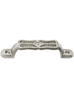 an image of a metal handle for a cabinet door with diamond design on the front