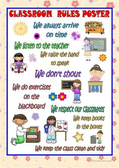 the classroom rules poster is shown