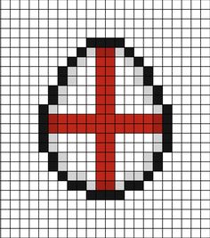 A pixel art template of an egg themed as the English flag. Manchester United Cross Stitch, Rugby Cross Stitch Patterns, Pride Pixel Art Grid, Easter Egg Pixel Art, Minecraft Bee Pixel Art Grid, England Flag, Football Images, Art Themes, Perler Beads