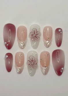 Winter Wine Nails, Joshua Tree Nails, Warm Toned Nails, Flower Decal Nails, Chrysanthemum Nails, Earthy Almond Nails, French Square Acrylic Nails, Simple Press On Nail Designs, Gel Holiday Nails