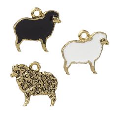 You wool definitely want to use these adorable, lightweight sheep charms. Sold in a package of two--ideal for earrings! Package contains one black enamel sheep charm and one white enamel sheep charm, both featuring a textured reverse side to resemble wool. Sheep have come to be associated with simple joy and purity. Black sheep is an idiom for an odd person who may not fit in with the group. Wool Sheep, Fire Mountain Gems, Black Sheep, White Enamel, Black Enamel, Jewelry Supplies, Antique Gold, Sheep, White And Black