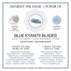 Blue Kyanite Meaning, Kyanite Meaning, Crystals For Manifestation, Healing Magic, Wiccan Spell Book, Crystals Healing Properties, Boho Crystal, Spiritual Crystals