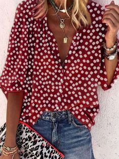 Women Vintage Half Sleeve Boho Floral Printed V Neck Plus Size Casual Tops Red Shirt Outfit, Winter Blouses, Ladies Blouse, Vintage Casual, Women Shirts Blouse, Basic Tops, Outfit Casual, Casual Blouse, Boho Floral