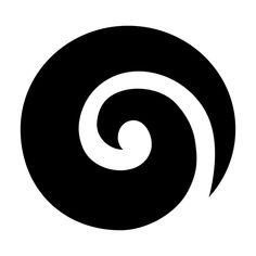 an abstract black and white logo with spirals in the center, on a white background