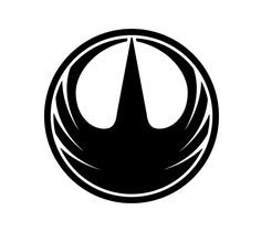 a black and white star wars symbol with the letter o on it's side