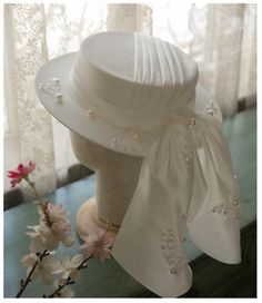 Luxury Satin Bridal Bucket Hat White Pearls Bowknot Boater Cap Wedding Party Hat | eBay White Formal Hat Band For Spring, Elegant White Costume Hat As Gift, Elegant White Hat For Gift, Elegant Formal Mini Cap Hat, Elegant Adjustable Headpieces With Ribbon, Adjustable Hat Headpiece For Ceremonies, Elegant Adjustable Summer Bonnet, Adjustable Hat For Ceremony, Elegant Adjustable Bonnet For Summer