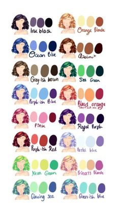 the different shades of hair for each woman's face, from green to blue