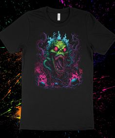 Step out in style with this eye-catching monster art t-shirt. Boasting a vibrant and unique creature design, this top is sure to make a bold statement wherever you go. The colorful graphic tee is perfect for those who love to stand out from the crowd with their fashion choices. Suitable for every casual occasion, this unisex shirt is a comfortable and stylish addition to any wardrobe. Crafted with quality materials, it's designed to provide a perfect fit for all. Add a splash of color and a dash of the extraordinary to your everyday look! Statement Shirt, Fashion Top, Monster Art, Art T Shirt, Creature Design, Unisex Shirt, Unisex Fashion, Everyday Look, Color Splash